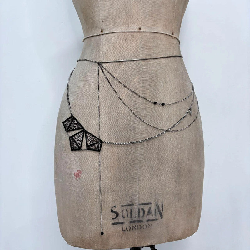 draped silver cop copine waist chain belt
