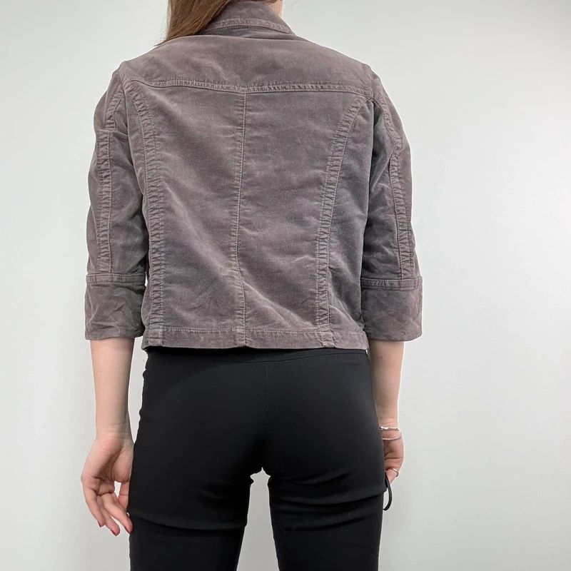 cropped button flared mini jacket