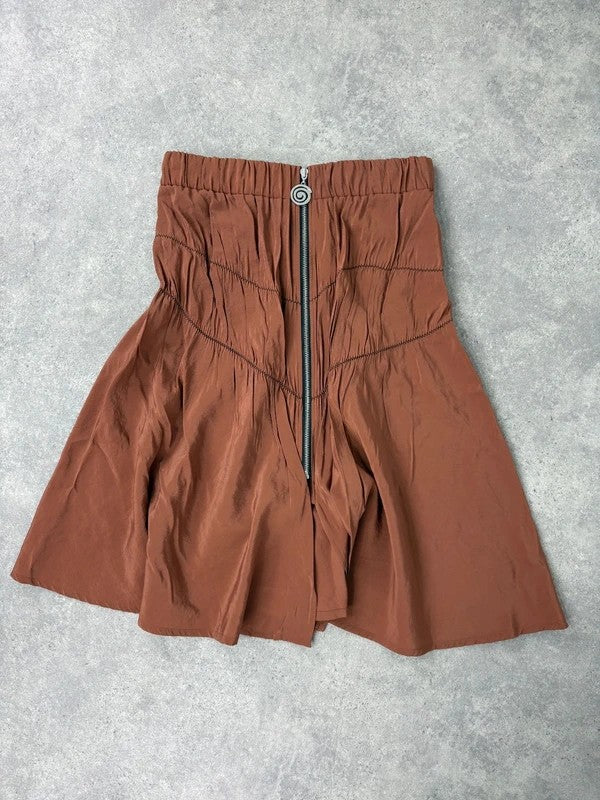 Cop Copine gathered ruched orange midi skirt