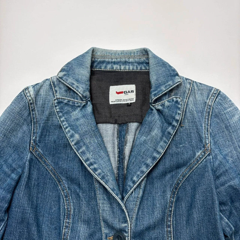 distressed denim blazer jacket