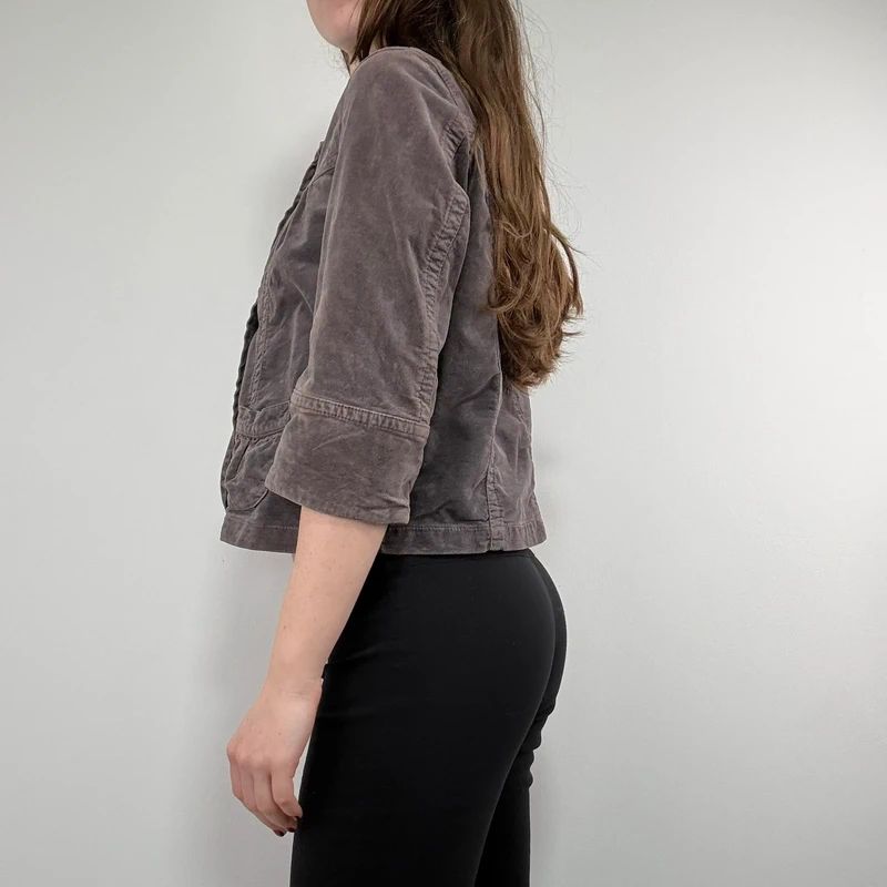cropped button flared mini jacket
