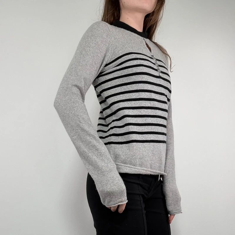 grey striped cashmere jumper