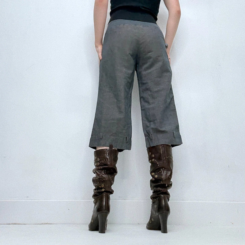 cop copine flared wide leg capri pants