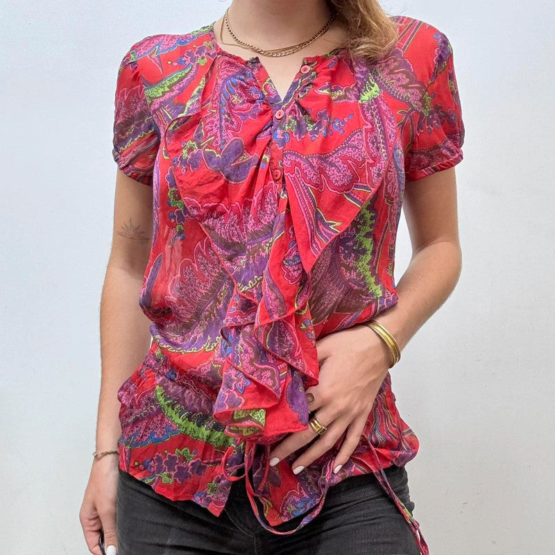 sheer floral silk paisley shirt