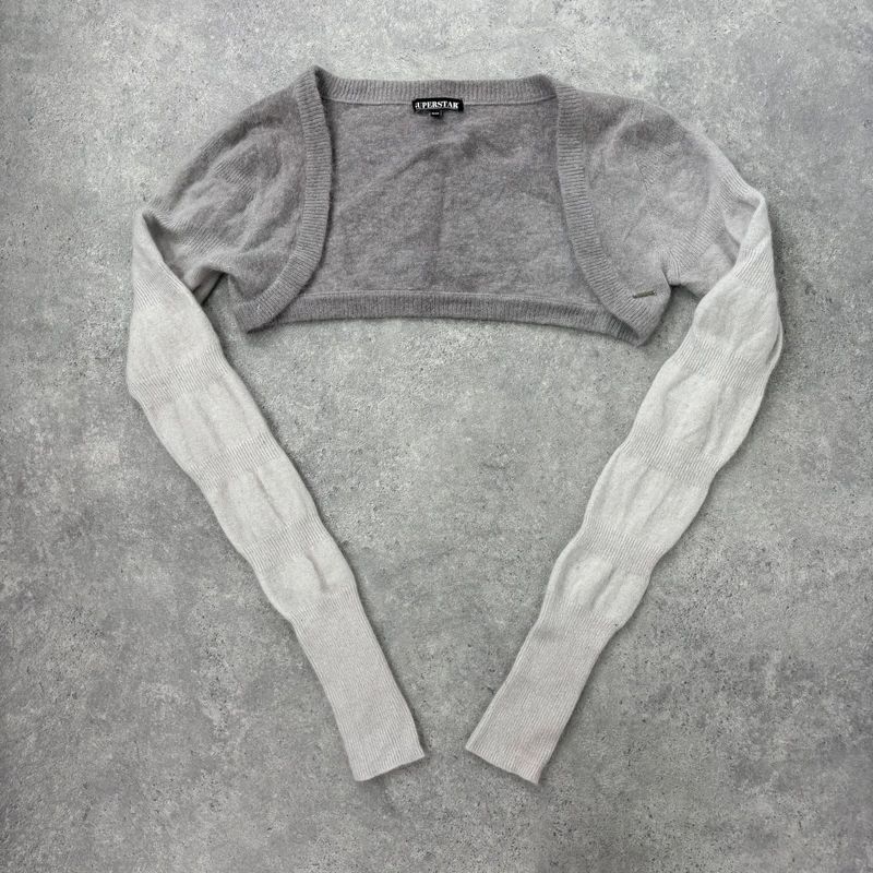 grey angora wool ballerina cropped bolero cardigan