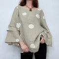polkadot ruffle linen shirt