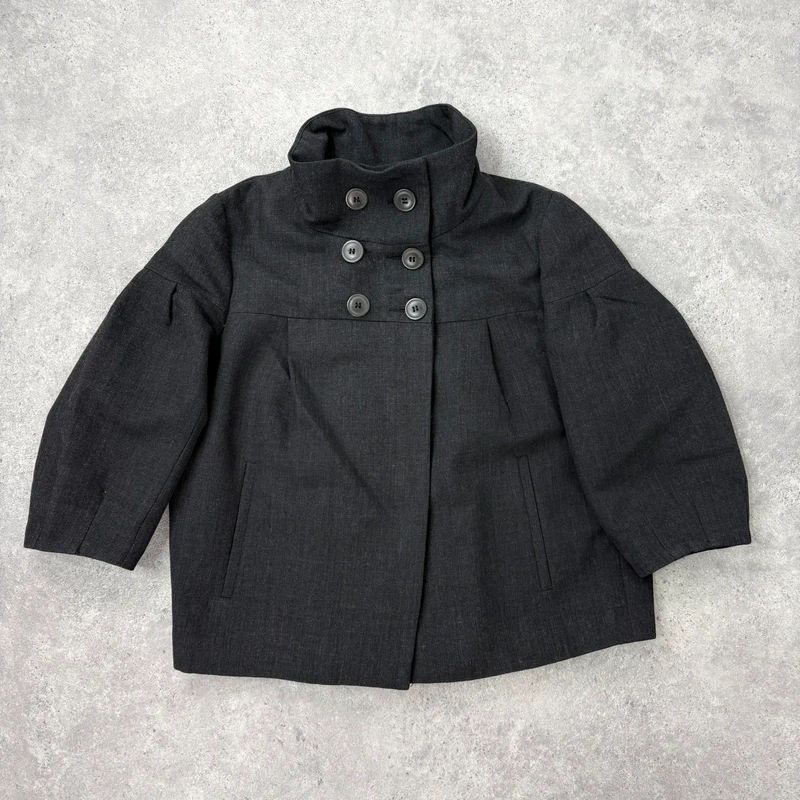 Grey structured boxy high neck jacket