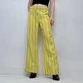 lime green pinstripe linen trousers