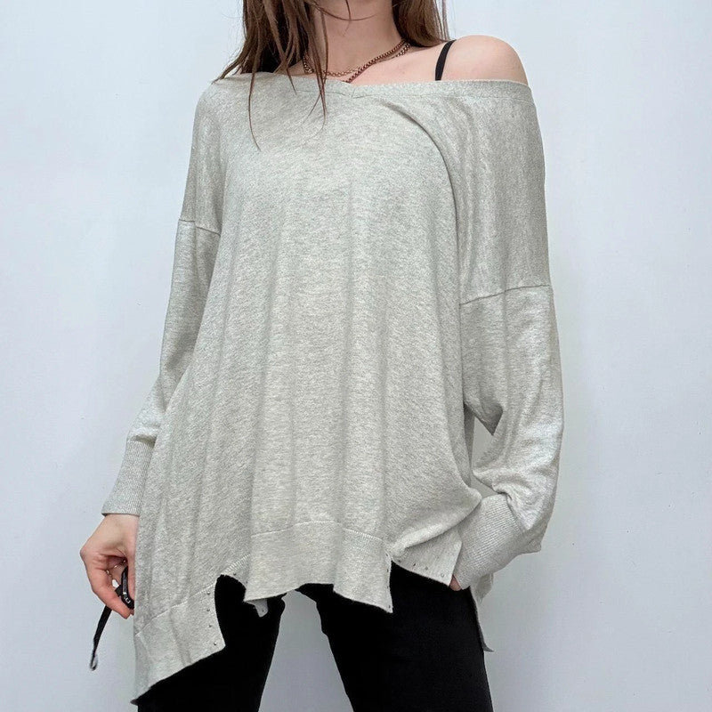 grey slouchy batwing jumper