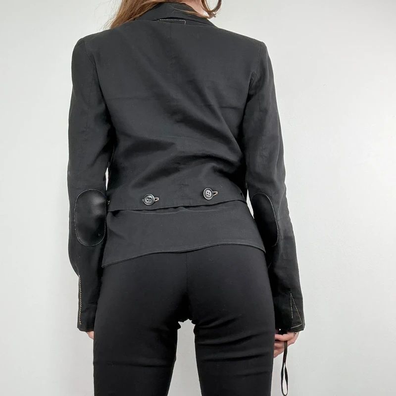 black cropped military napoleonic adjustable jacket