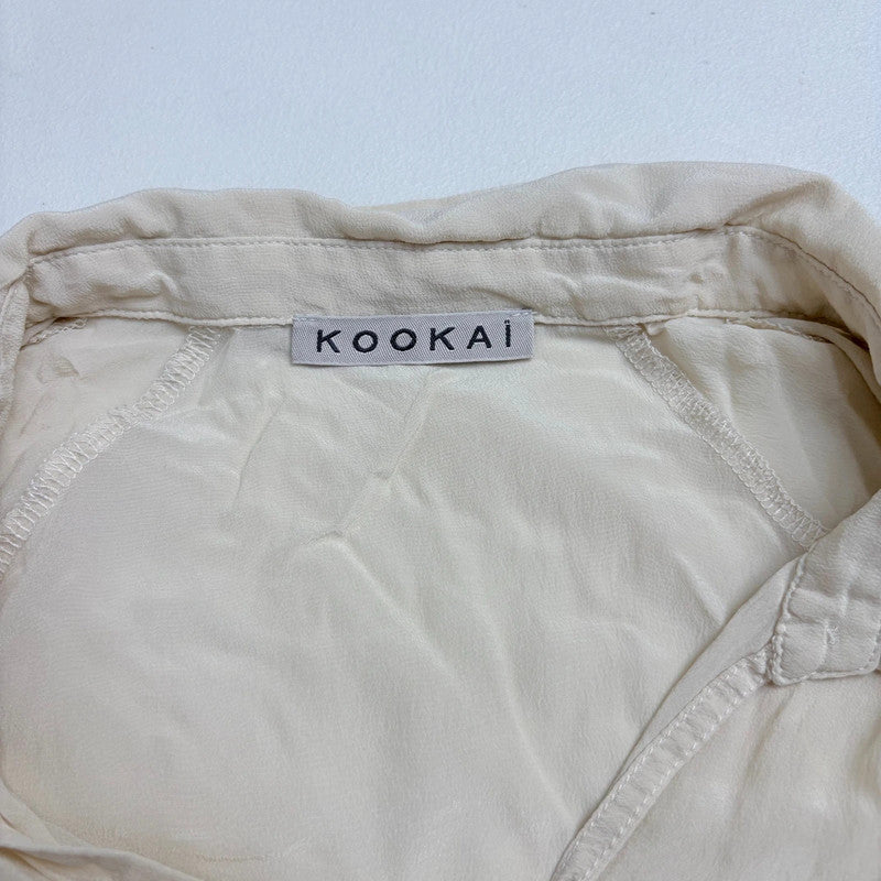 cream silk layered flutter blouse