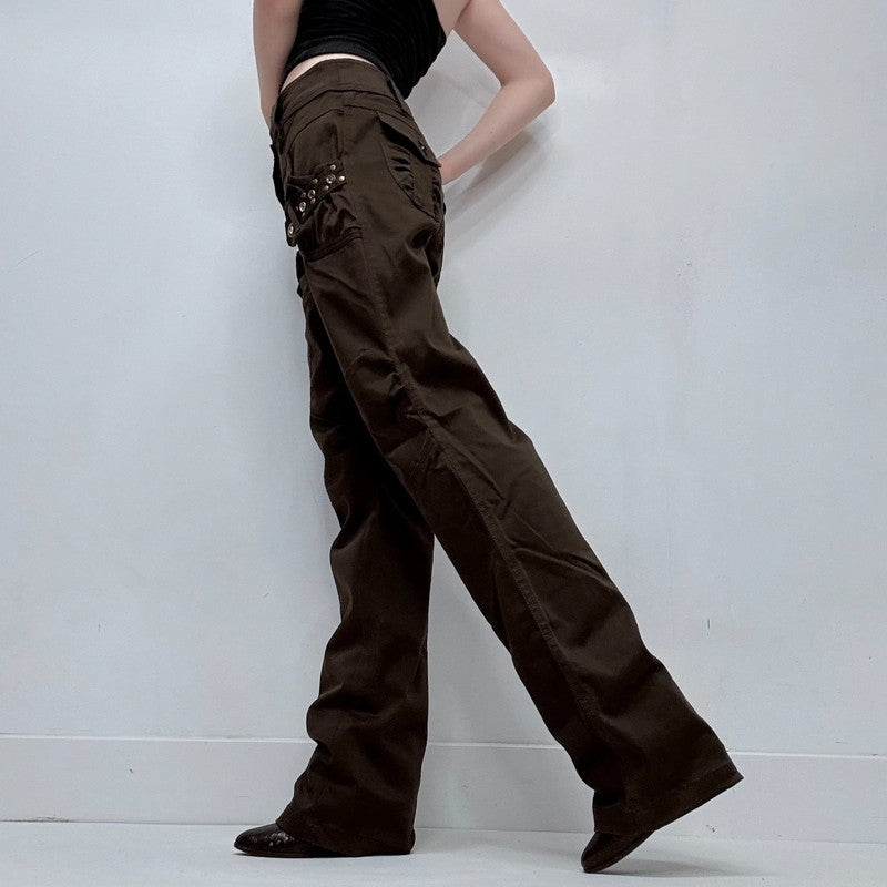 brown low rise y2k engineered style jeans