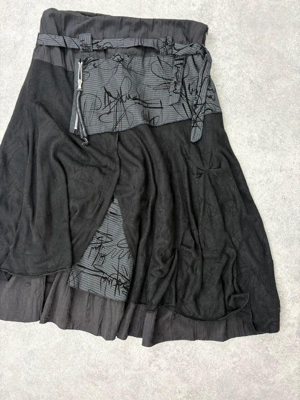 black pinstripe layered grunge maxi skirt