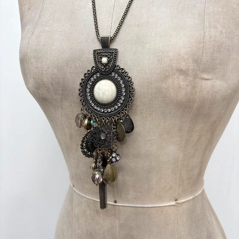 chunky metal boho necklace