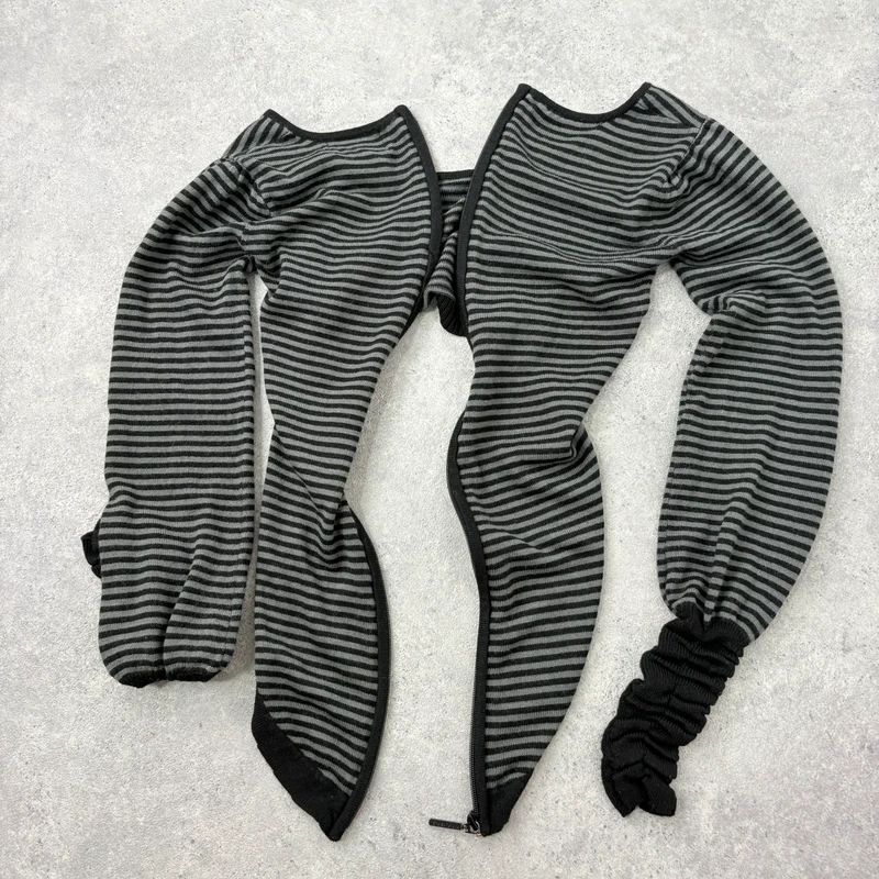 cropped pinstripe gathered engineered jumper