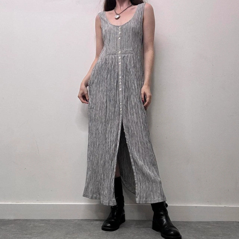 crinkle pinstripe maxi dress