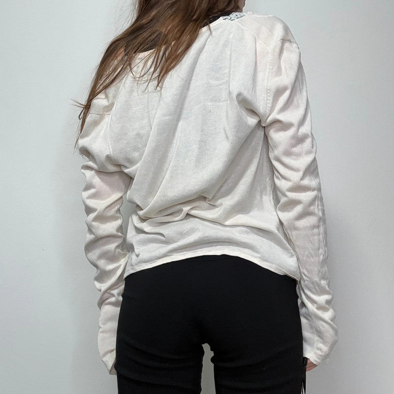 cream lace knit cardigan