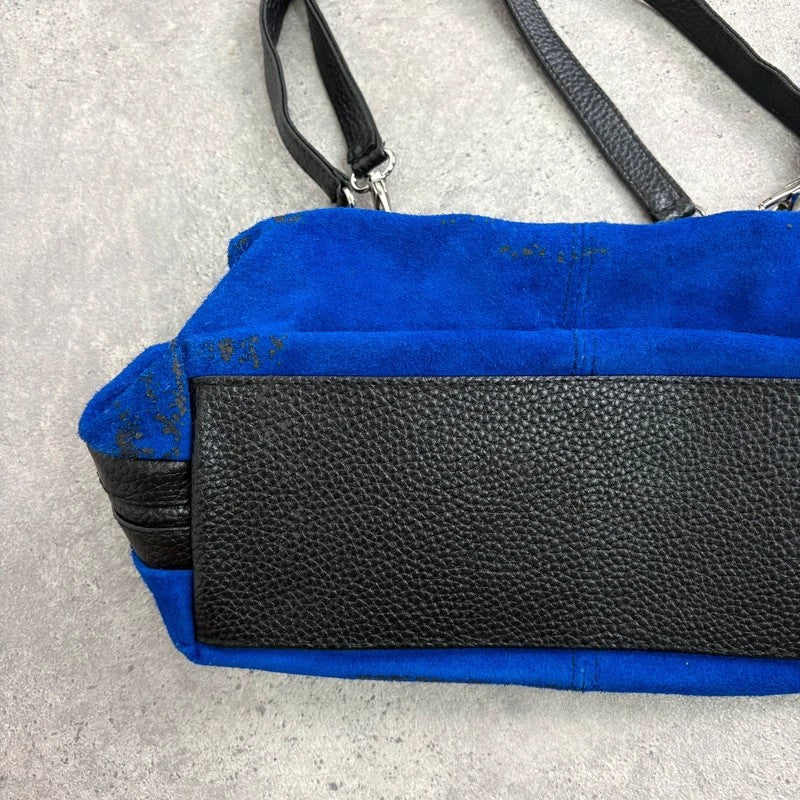Suede electric blue leather mini eyelet handbag