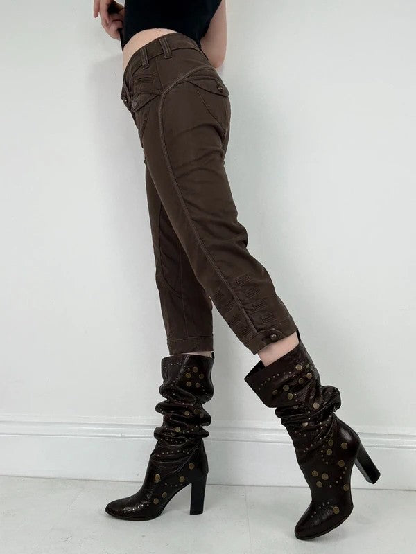napoleonic brown cropped capri pants