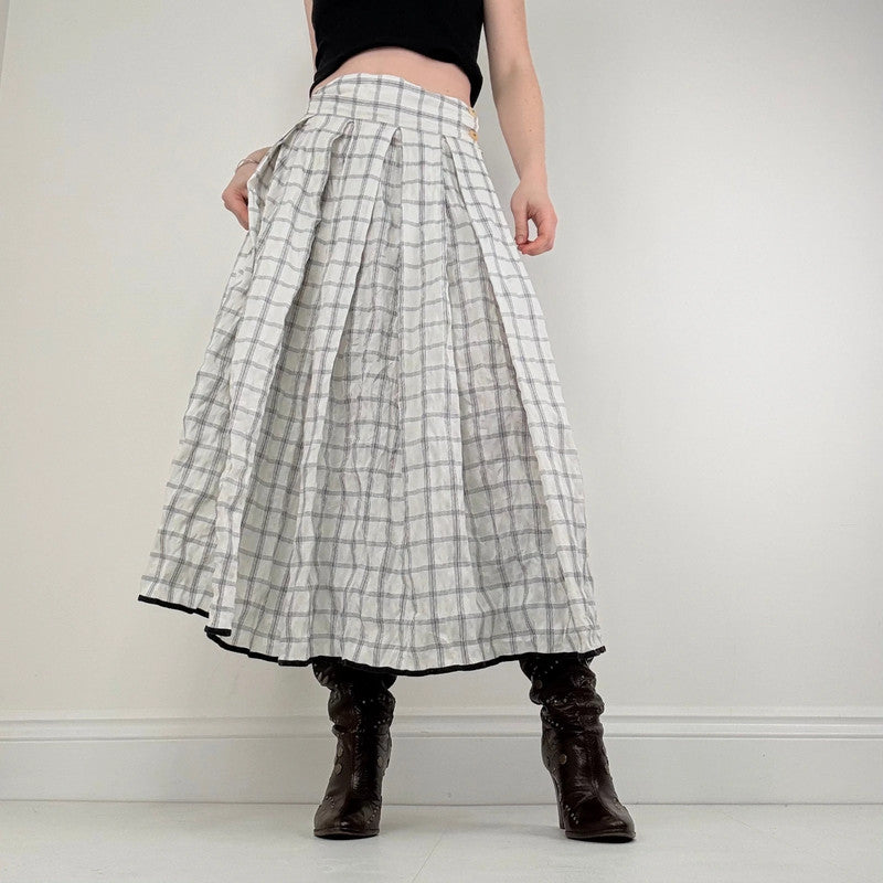 tartan checked pleated maxi skirt