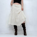 white lace asymmetric cotton skirt