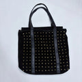 black suede studded hardware bag