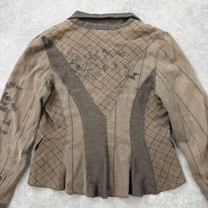 khaki tweed pinstripe fitted grunge fairy Derhy blazer