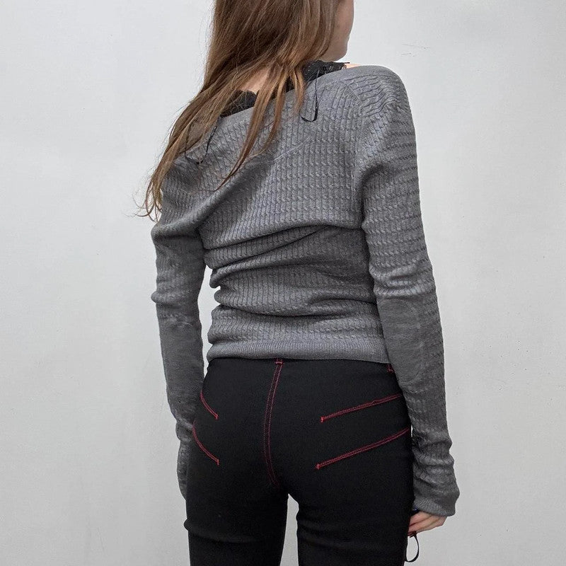 grey slouchy cable knit cardigan