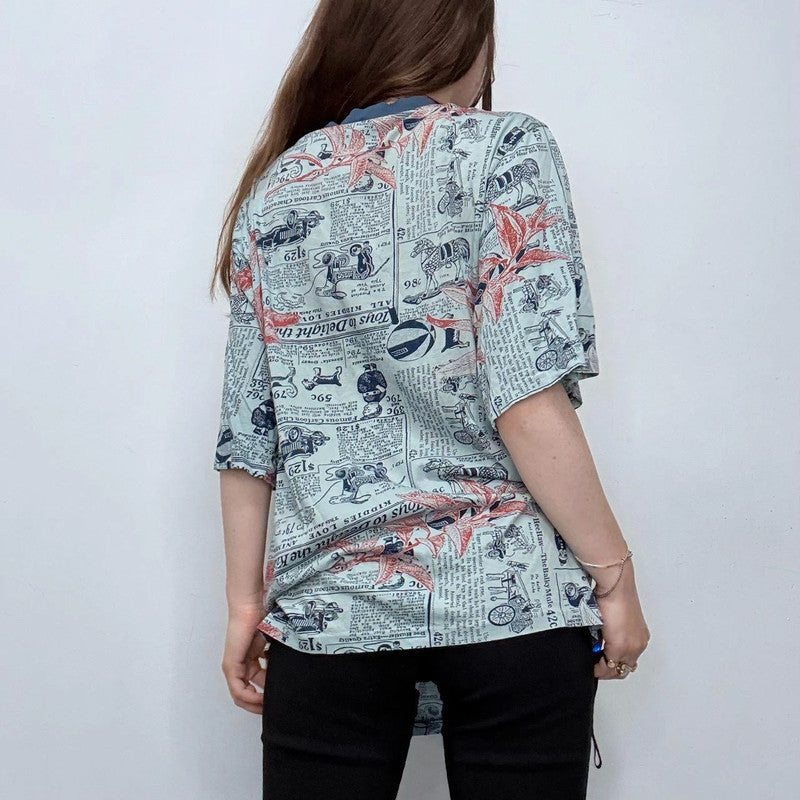 oversized slouchy graphic newsprint t-shirt