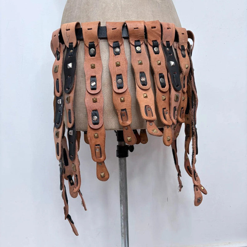 studded leather hanging boho belt