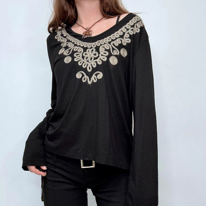 black mohair embroidered t-shirt