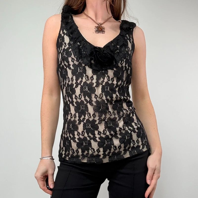 Black Lace Cami Vest