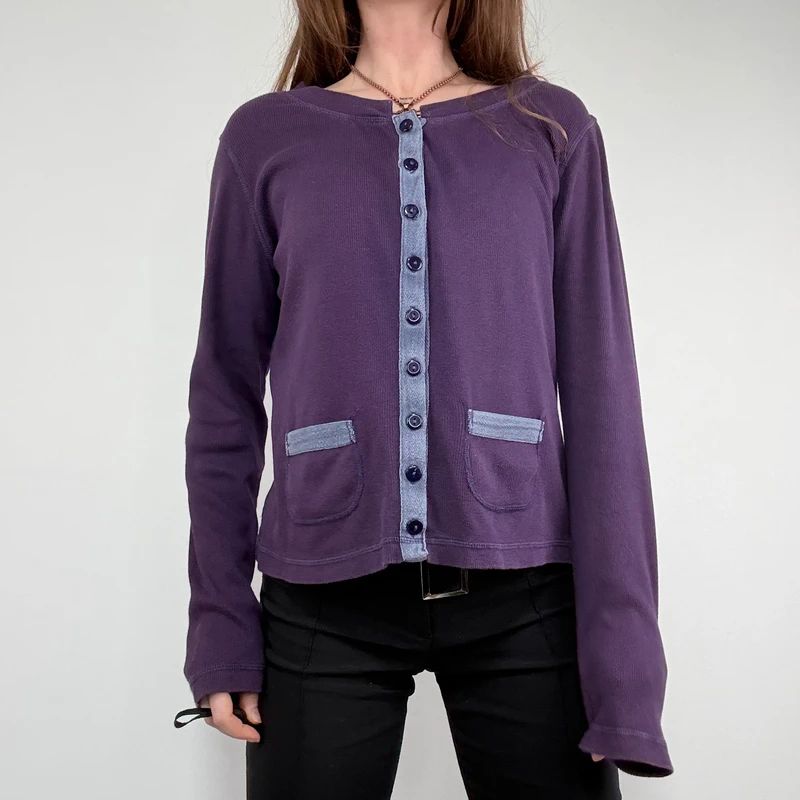 slouchy cotton button long sleeve t-shirt