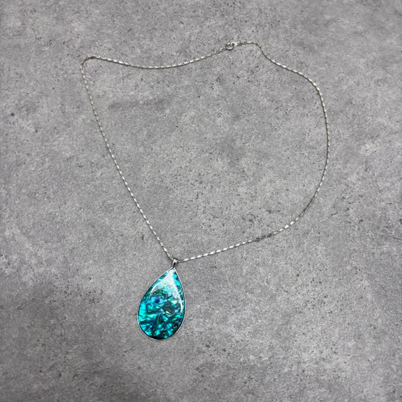 silver pearl shell stone necklace