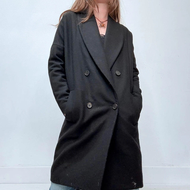 black wool allsaints slouchy peacoat
