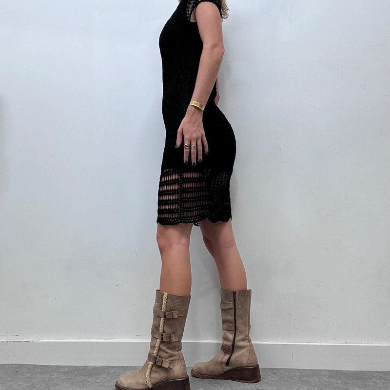 sheer layered crochet summer dress