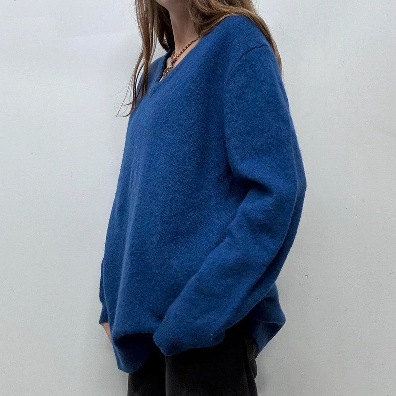 oversized blue wool knitted jumper