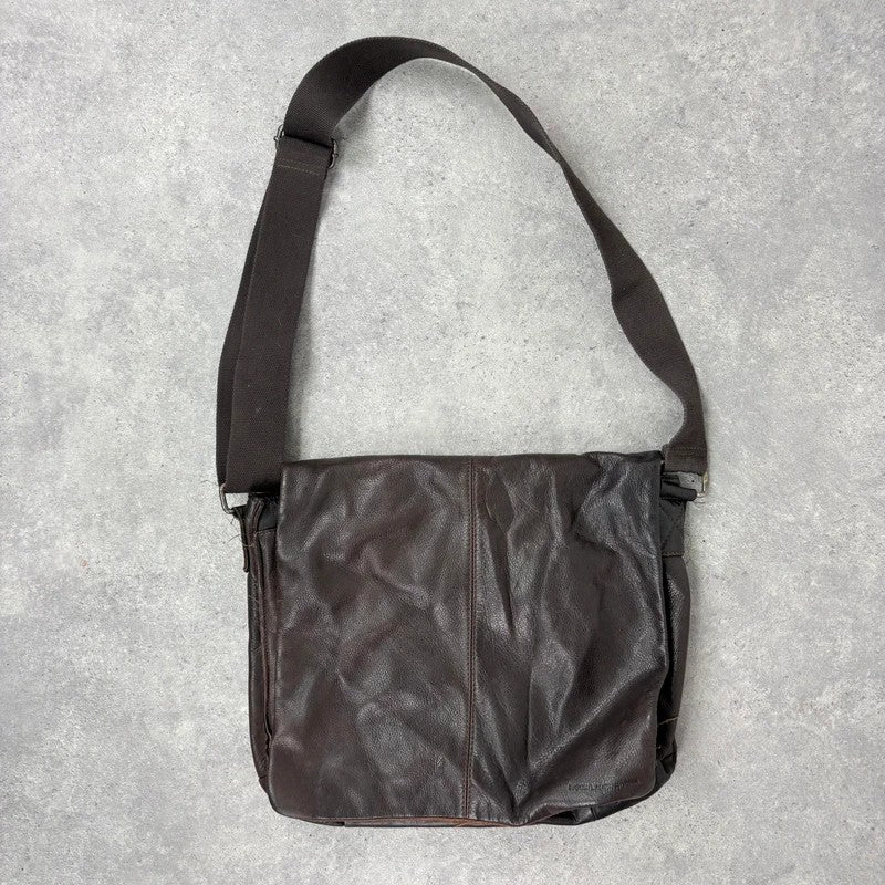 Brown leather satchel slouchy crossbody bag