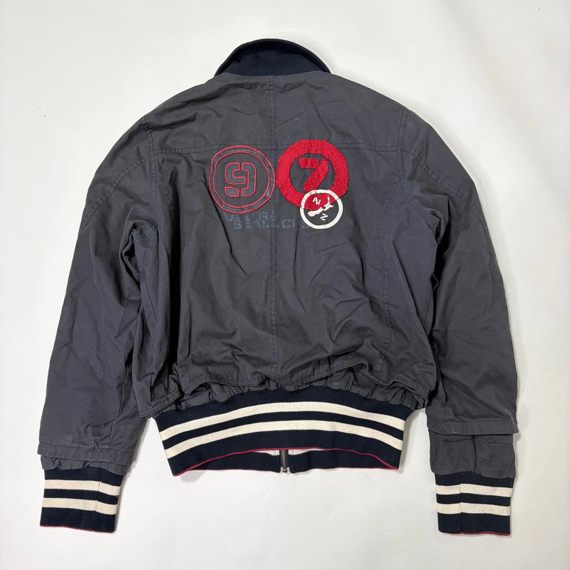 navy bomber jacket, thick striped waistband