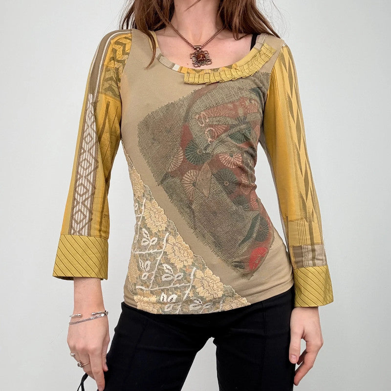 *Save the Queen* khaki lace patterned top