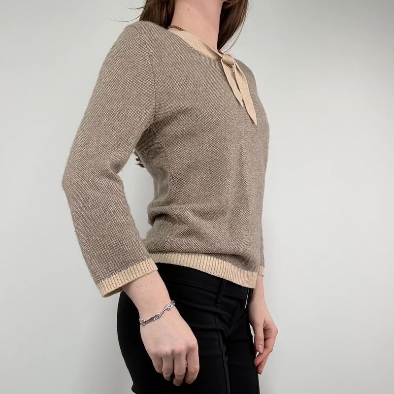 brown cashmere bow jumper