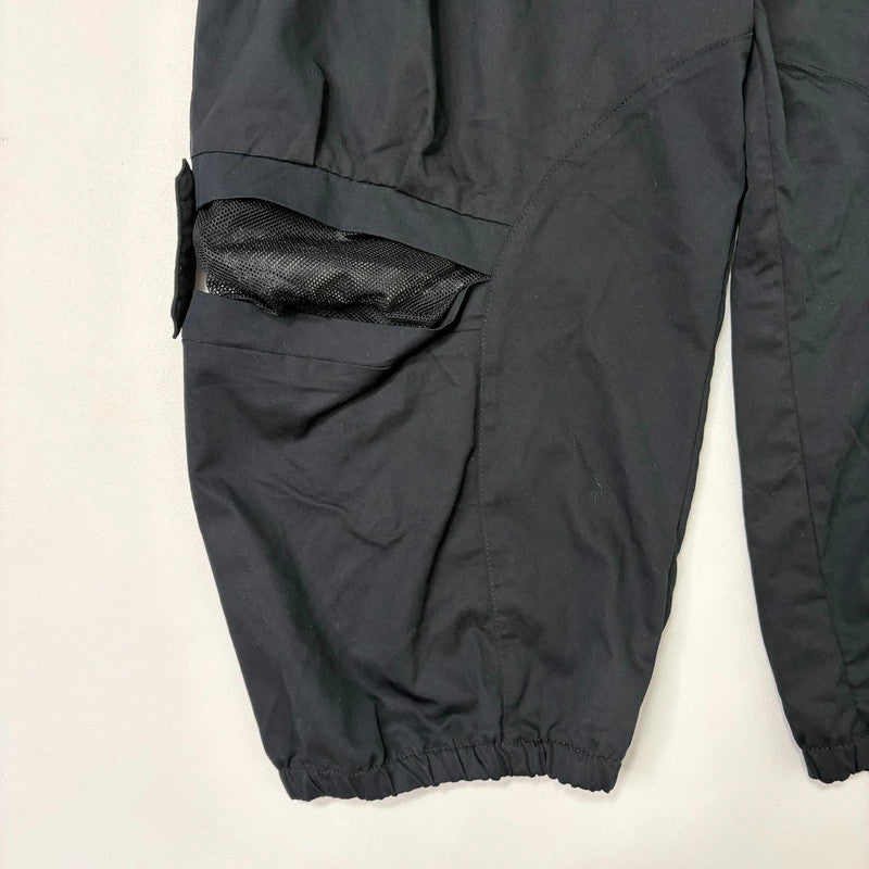 black structured barrel trousers