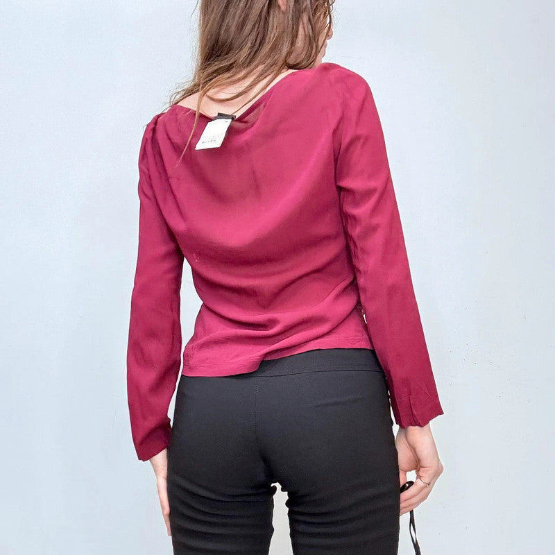 pink ruffle lace Versace blouse