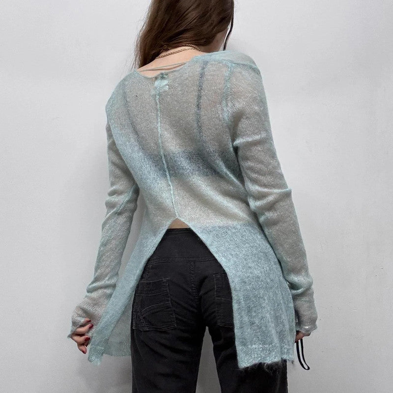 sheer knit mohair slouchy jumper