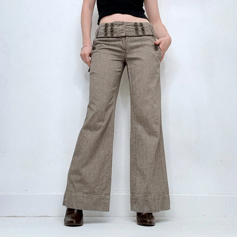 button corset waistband low rise suit pants