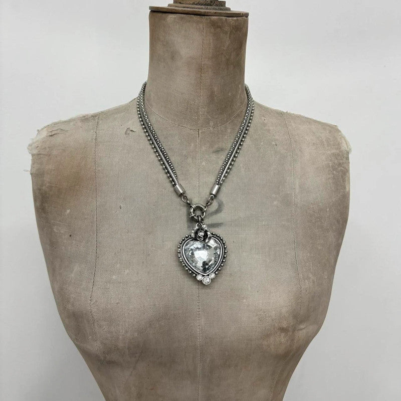 silver metal heart necklace