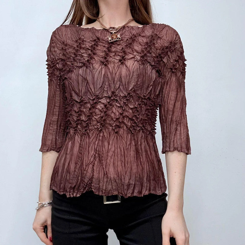 crinkle shibori textured top