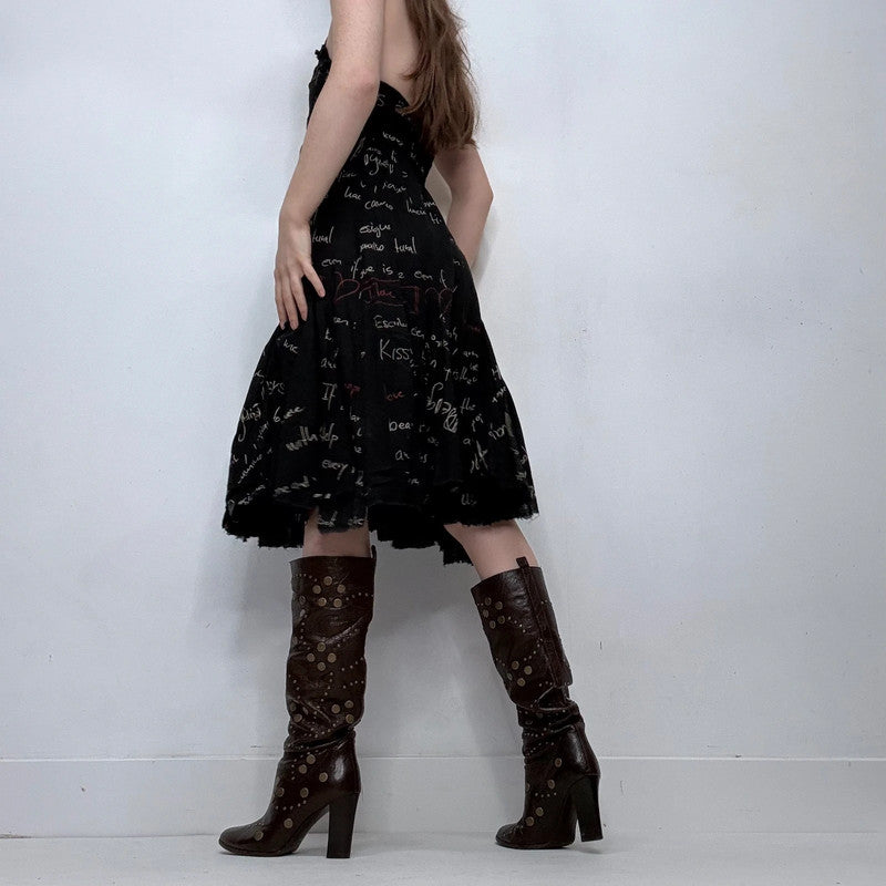 graphic printed text desigual flared dress
