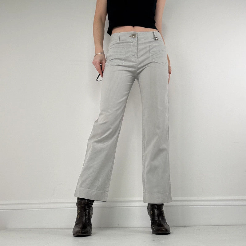 Cop Copine grey pinstripe flared utility trousers