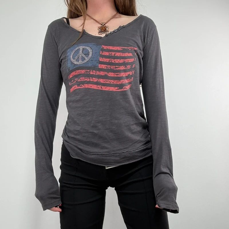 grey slouchy slash neck long sleeve t-shirt